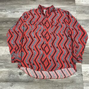VINTAGE WRANGLER AZTEC WESTERN SHIRT MENS 17.5‎ XL X Long TAILS COWBOY CUT ARROW